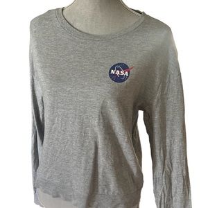 H&M NASA Cropped Long Sleeve T Shirt